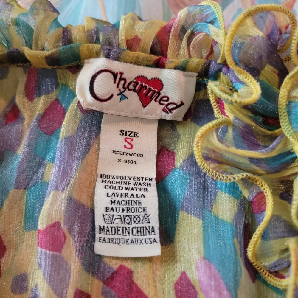 Sold90s Clowncore Blouse CHARMED Brand Size small - Picture 4 of 8